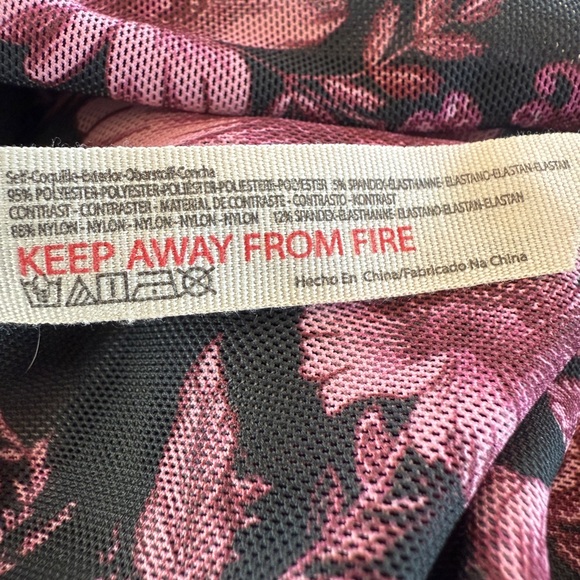 Free People Night Rhythm Floral Mesh Bodysuit Womens XS Black Pink Corset Style - Picture 10 of 11